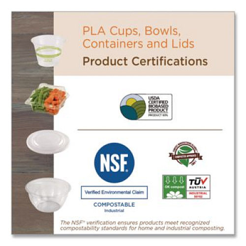 World Centric PLA Lids for Fiber Bowls, 7.5" Diameter x 1" h, Clear, Plastic, 300/Carton (BOLCS24)