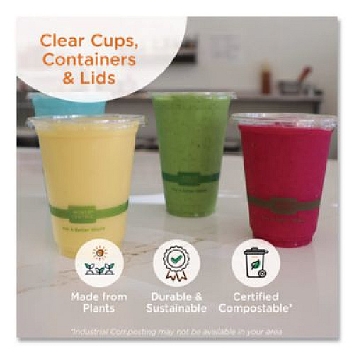 World Centric PLA Lids for Fiber Bowls, 7.5" Diameter x 1" h, Clear, Plastic, 300/Carton (BOLCS24)