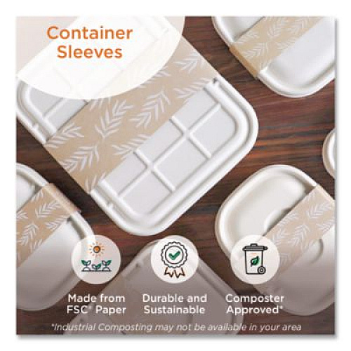Fiber Container Sleeves, World Centric Leaf Design, 7.5 x 10 x 3.25, Natural, Paper, 800/Carton (SLPATR60)
