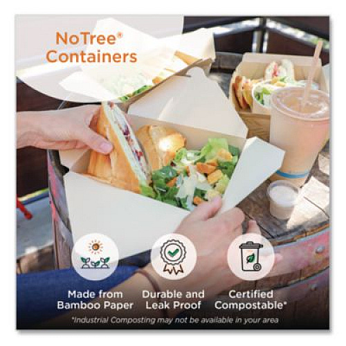 World Centric No Tree Folded Takeout Containers, 26 oz, 4.2 x 5.2 x 2.5, Natural, Sugarcane, 450/Carton (TONT1)