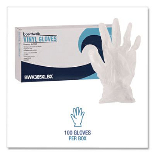 Boardwalk General Purpose Vinyl Gloves, Powder-Free, X-Large, 2.6 mil Thick, 9.5" Long, Clear, 100/Box, 10 Boxes/Carton (365XLCT)