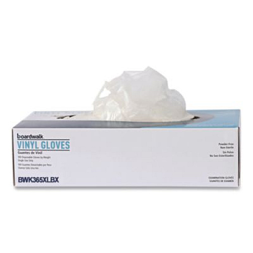 Boardwalk General Purpose Vinyl Gloves, Powder-Free, X-Large, 2.6 mil Thick, 9.5" Long, Clear, 100/Box, 10 Boxes/Carton (365XLCT)