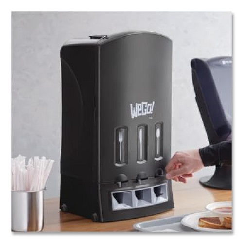 WeGo Trio Utensil Dispenser, Holds 100 Forks/100 Knives/100 Spoons, 13.39 x 15.75 x 23.62, Black (56102200)