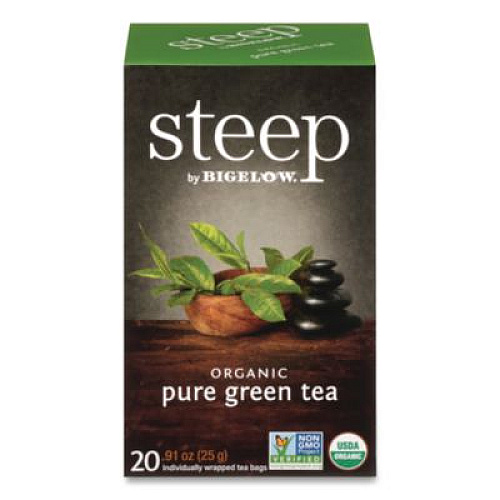 Bigelow steep Tea, Pure Green, 0.91 oz Tea Bag, 20/Box (17703)
