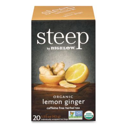 Bigelow steep Tea, Lemon Ginger, 1.6 oz Tea Bag, 20/Box (17704)