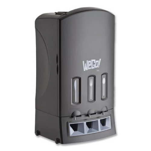 WeGo Trio Utensil Dispenser, Holds 100 Forks/100 Knives/100 Spoons, 13.39 x 15.75 x 23.62, Black (56102200)