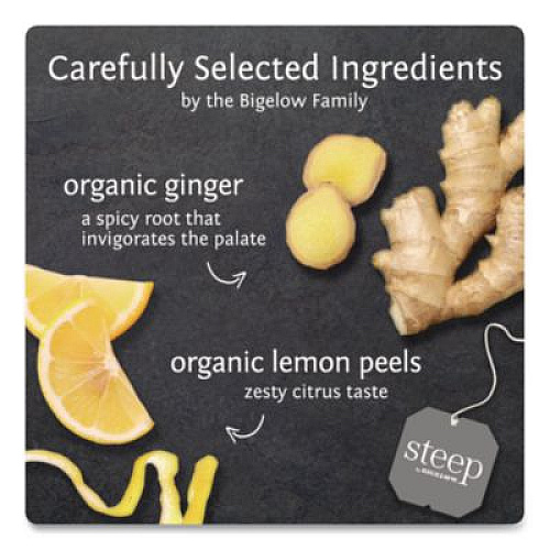 Bigelow steep Tea, Lemon Ginger, 1.6 oz Tea Bag, 20/Box (17704)