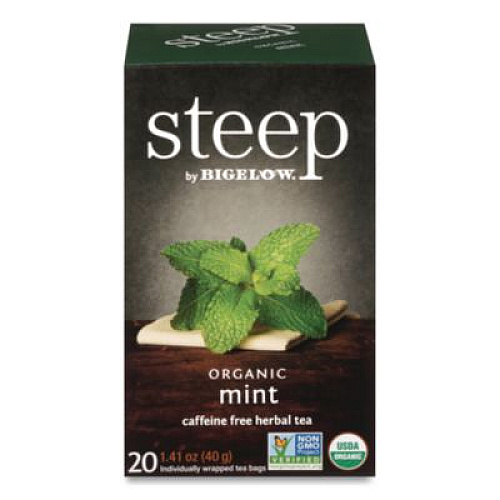Bigelow steep Tea, Mint, 1.41 oz Tea Bag, 20/Box (17709)