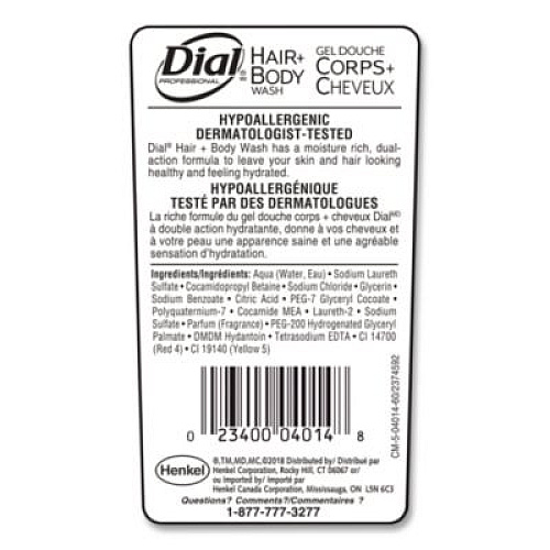 Dial Professional Hair + Body Wash, Neutral Scent, 7.5 oz, 24/Carton (04014)