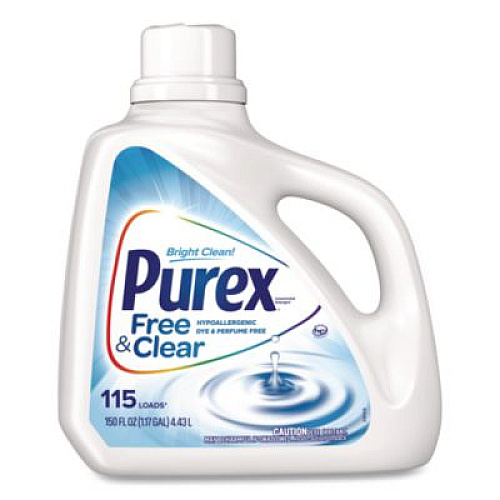 Purex Free and Clear Liquid HE Laundry Detergent, Unscented, 150 oz Bottle, 4/Carton (05020)