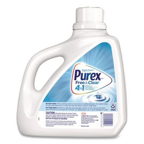 Purex Free and Clear Liquid HE Laundry Detergent, Unscented, 150 oz Bottle, 4/Carton (05020)