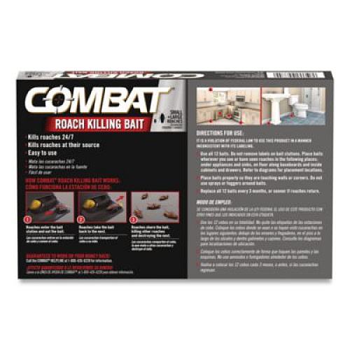 Combat Roach Bait Insecticide, for Small and Large Roaches, 0.42 oz, 12 Bait Stations (05701EA)