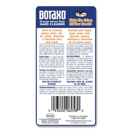 Boraxo Orange Heavy Duty Hand Cleaner, Citrus Scent, 3 L, 4/Carton (06058CT)