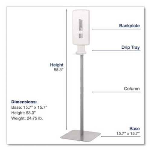 Dial Professional FIT Touch Free Dispenser Floor Stand, 15.7 x 15.7 x 58.3, White (09495EA)