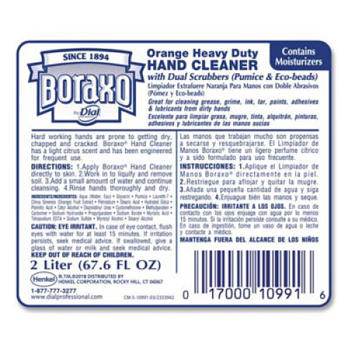 Boraxo Orange Heavy Duty Hand Cleaner Refill, Citrus Scent, 2 L (10991)
