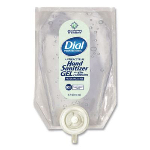 Dial Professional Antibacterial Gel Hand Sanitizer Refill for Versa Dispenser, Fragrance-Free, 15 oz, 6/Carton (12258CT)