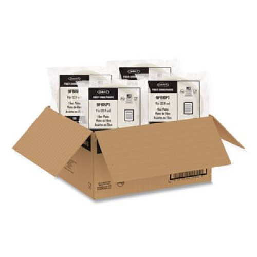 Dart Compostable Molded Fiber Dinnerware, ProPlanet Seal, Plate, 9" dia, Natural, 500/Carton (9FBRP1)