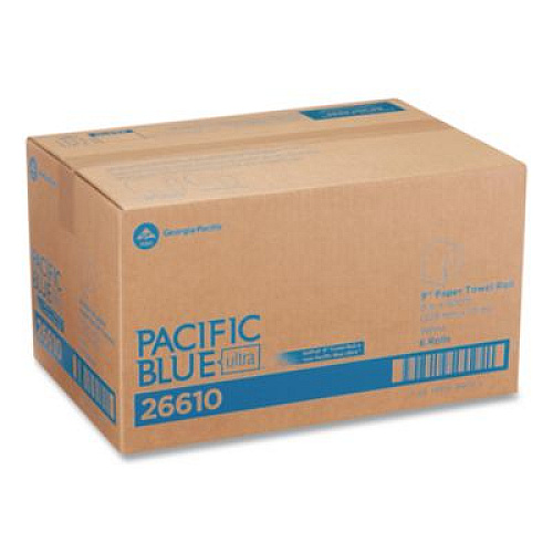 Georgia Pacific Professional SofPull Hardwound Paper Towel Roll, Nonperforated, 1-Ply, 9" x 400 ft, White, 6 Rolls/Carton (26610)