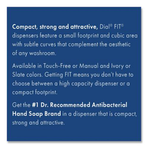 Dial Professional FIT Universal Touch Free Dispenser, 1 L, 4 x 5.4 x 11.2, Slate, 3/Carton (16626)