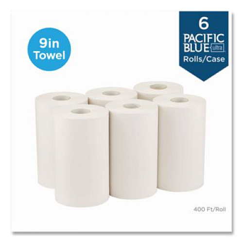 Georgia Pacific Professional SofPull Hardwound Paper Towel Roll, Nonperforated, 1-Ply, 9" x 400 ft, White, 6 Rolls/Carton (26610)