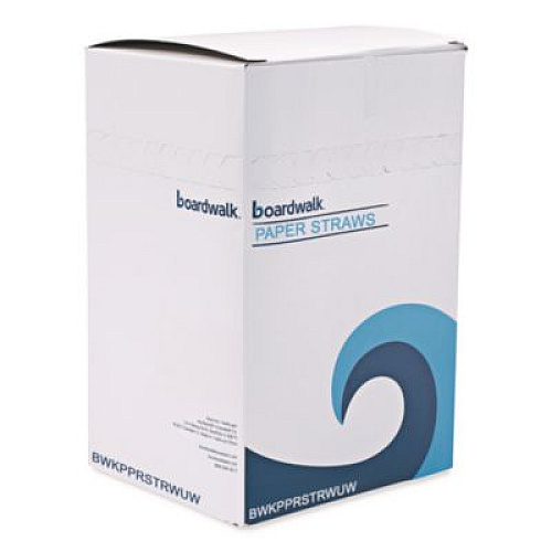 Boardwalk Unwrapped Paper Straws, 7.75 x 0.25, White, 4,800/Carton (PPRSTRWUW)