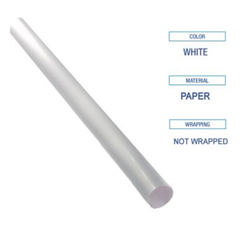Boardwalk Unwrapped Paper Straws, 7.75 x 0.25, White, 4,800/Carton (PPRSTRWUW)