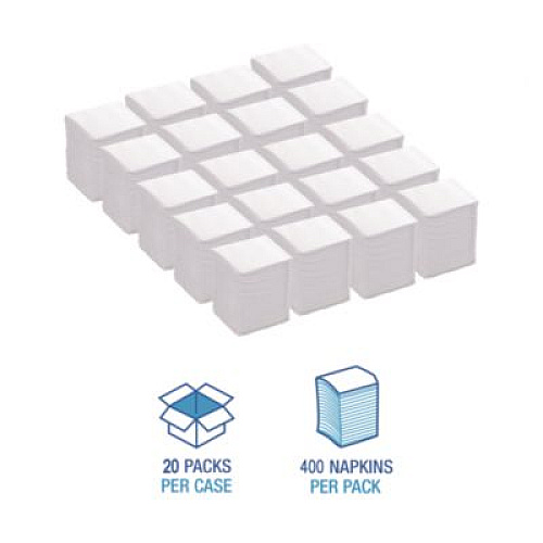 Boardwalk Low-Fold Dispenser Napkins, 1-Ply, 7 x 12, White, 400/Pack, 20 Packs//Carton (8316W)
