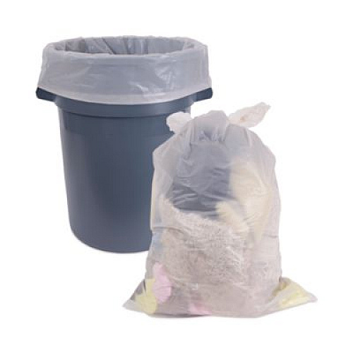 Boardwalk Industrial Can Liner Rolls, 60 gal, 2.5 mil, 21" x 17" x 65", Clear, 50/Carton (D3865)
