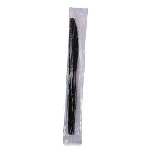 Boardwalk Heavyweight Wrapped Polypropylene Cutlery, Knife, Plastic, Black, 1,000/Carton (KNIHWPPBIW)