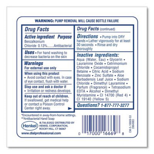 Dial Professional Antibacterial Foaming Hand Wash Refill for FIT Manual Dispenser, Original Scent, 1.2 L (16670EA)
