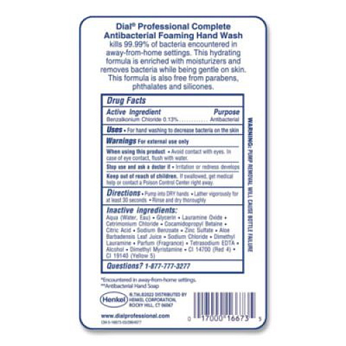 Dial Professional Antibacterial Foaming Hand Wash Refill for FIT Touch Free Dispenser, Original Scent, 1 L (16674EA)