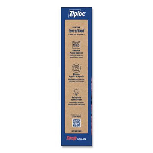 Ziploc Double Zipper Storage Bags, Triple System Seal, Gallon, 9.6" x 12.1", Clear, 22 Bags/Box, 12 Boxes/Carton (383231)