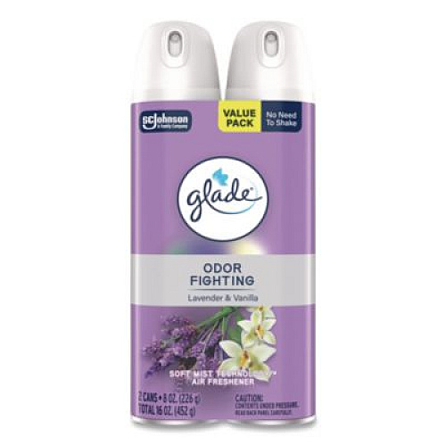 Glade Air Freshener, Lavender and Vanilla, Scent, 8.3 oz Aerosol Spray, 2/Pack, 3 Packs/Carton (377371)