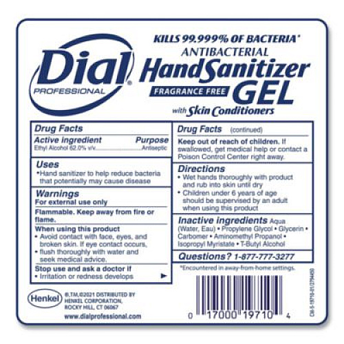 Dial Professional Antibacterial Foaming Hand Sanitizer Refill for Dial 1700 V Dispenser, 1.2 L, Fragrance Free, 3/Carton (19717CT)