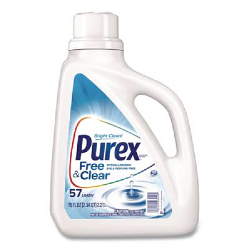 Purex Free and Clear Liquid HE Laundry Detergent, Unscented, 75 oz Bottle, 6/Carton (2420006040CT)