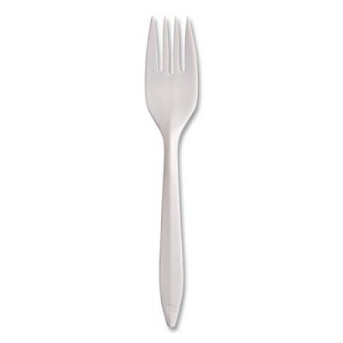 SOLO Style Setter Medium Weight Polypropylene Cutlery, Fork, Plastic, White, 1,000/Carton (F6OW)