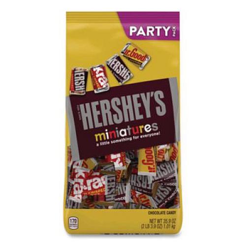 Hershey's Chocolate Miniatures Party Pack Assortment, 35.9 oz Bag, 2 Bags/Carton (24600403)