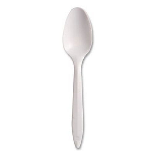 SOLO Style Setter Medium Weight Polypropylene Cutlery, Teaspoon, Plastic, White, 1,000/Carton (S6OW)