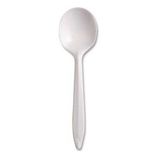 SOLO Style Setter Medium Weight Polypropylene Cutlery, Soup Spoon, Plastic, White, 1,000/Carton (SU6OW)