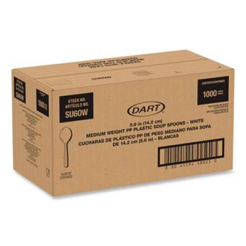 SOLO Style Setter Medium Weight Polypropylene Cutlery, Soup Spoon, Plastic, White, 1,000/Carton (SU6OW)