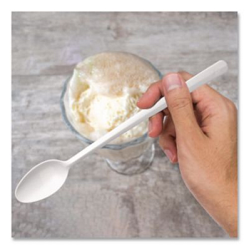 SOLO Specialty Cutlery, Soda Spoon, Plastic, White, 1,000/Carton (MSWD0007)
