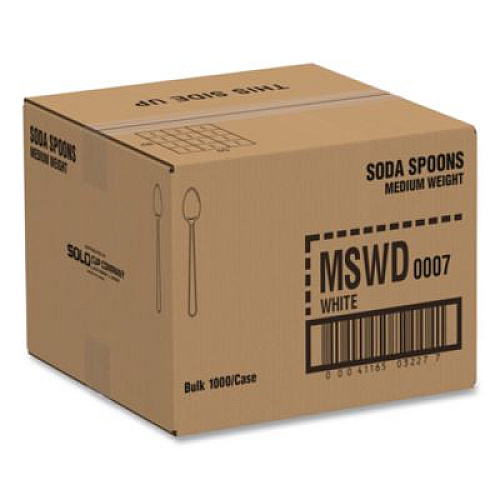 SOLO Specialty Cutlery, Soda Spoon, Plastic, White, 1,000/Carton (MSWD0007)