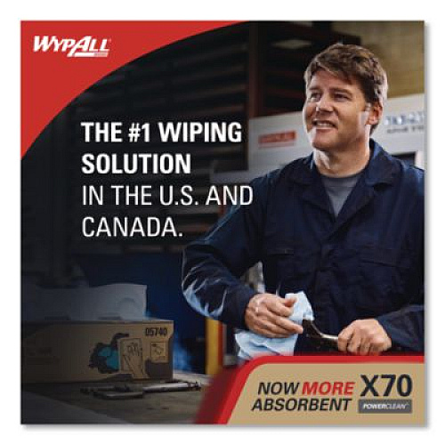 WypAll X70 Cloths, Flat Sheet, 16.6 x 14.9, White, 300/Carton (41100)