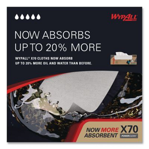 WypAll X70 Cloths, Flat Sheet, 16.6 x 14.9, White, 300/Carton (41100)