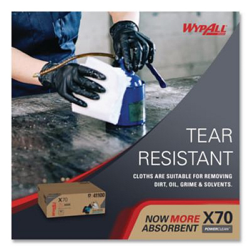 WypAll X70 Cloths, Flat Sheet, 16.6 x 14.9, White, 300/Carton (41100)