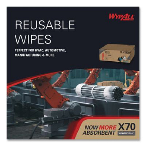 WypAll X70 Cloths, Flat Sheet, 16.6 x 14.9, White, 300/Carton (41100)