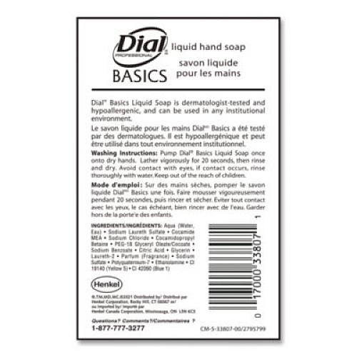 Dial Professional Basics MP Free Liquid Hand Soap Refill, Honeysuckle Scent, 3.78 L (33809EA)