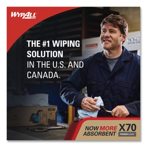 WypAll X70 Cloths, 1/4 Fold, 12.5 x 12, White, 76/Pack, 12 Packs/Carton (41200)