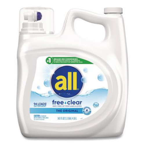 All Ultra Free Clear HE Liquid Detergent, Unscented, 141 oz Bottle, 4/Carton (46159)