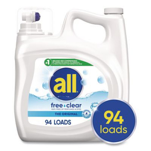 All Ultra Free Clear HE Liquid Detergent, Unscented, 141 oz Bottle, 4/Carton (46159)